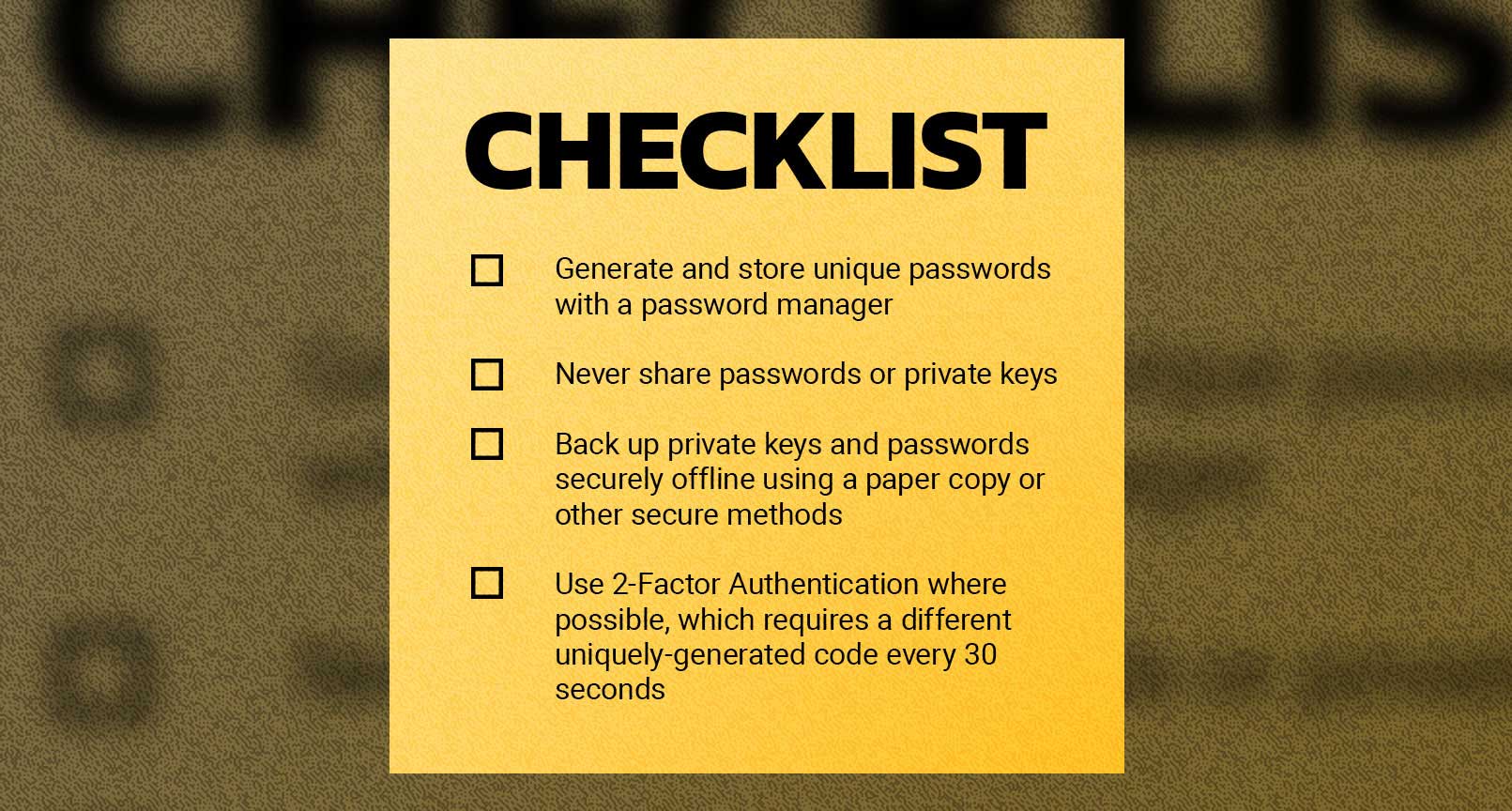 Security Checklist Security Checklist