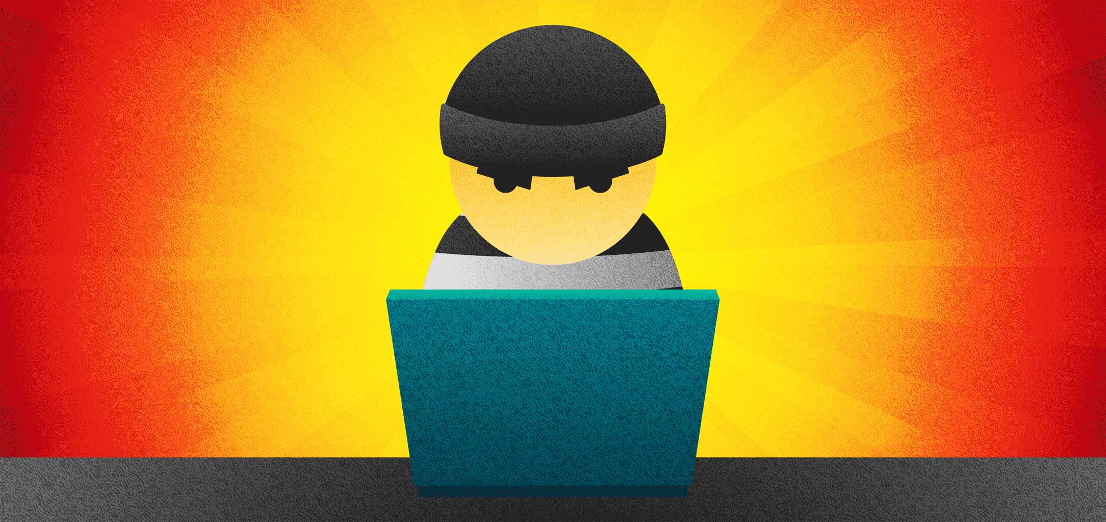 Thief hacking a laptop